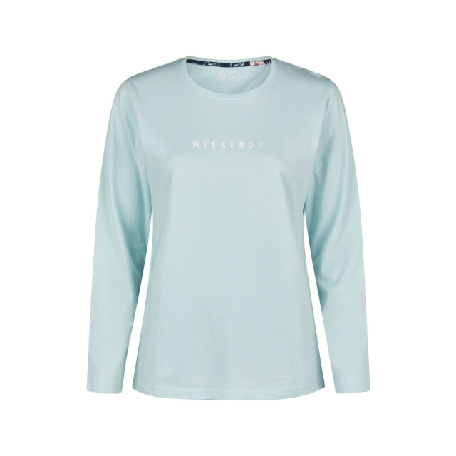 By Louise Dames pyjama set lang blauw gebloemd BL-6021-02 large