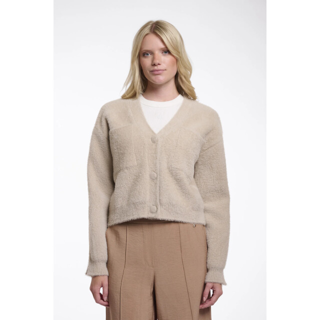 Rino & Pelle Isarea.5002621 rino&pelle short v-neck cardigan stone Isarea.5002621 Stone large