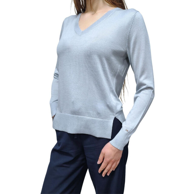 Tommy Hilfiger Dames lichtgewicht v hals sweater top UTNA537_babyblue large