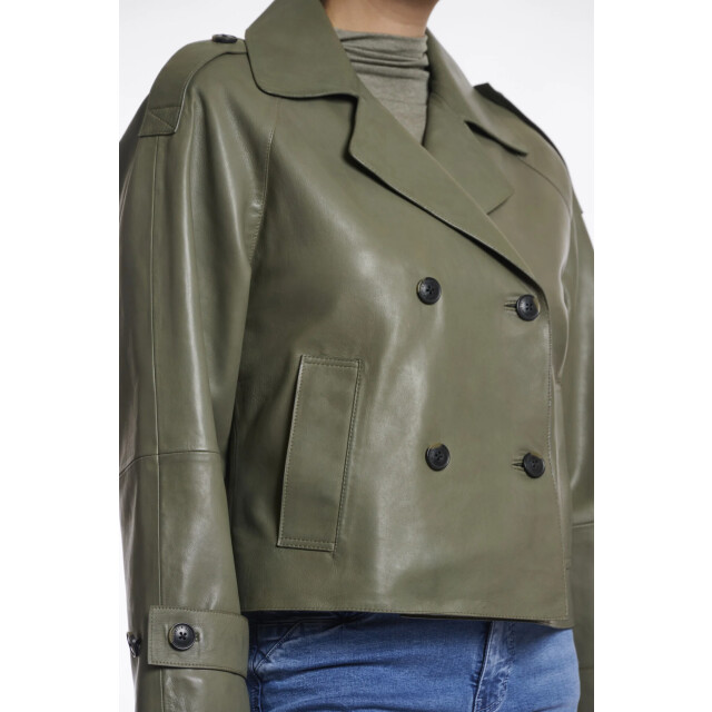 Rino & Pelle Lotte.3502511 rino en pelle double breasted leather jacket green ash Lotte.3502511 Green ash large