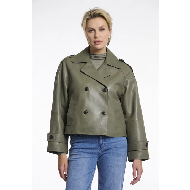 Rino & Pelle Lotte.3502511 rino en pelle double breasted leather jacket green ash Lotte.3502511 Green ash large