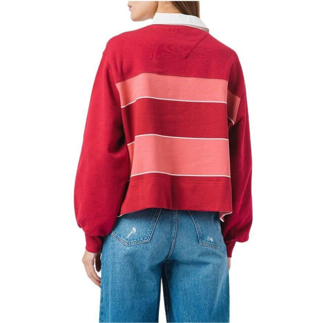 Tommy Hilfiger Dames rugby sweatshirt met wijde mouwen UTNA365_pinkred large