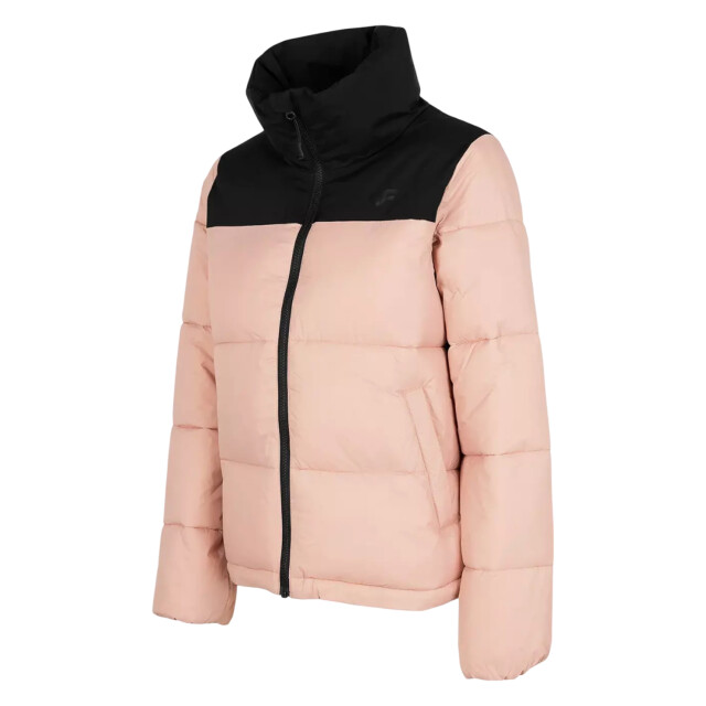 4F Dames h4z22 kudp014 gewatteerd jack met kleurblok UTMR2021_blackpowdercoral large