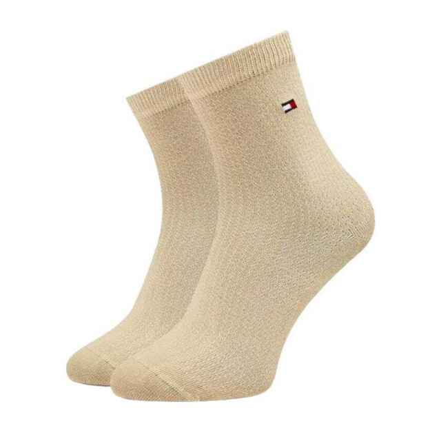 Tommy Hilfiger Dames effen enkelsokken van katoenmix (set van 2) UTNA699_beige large