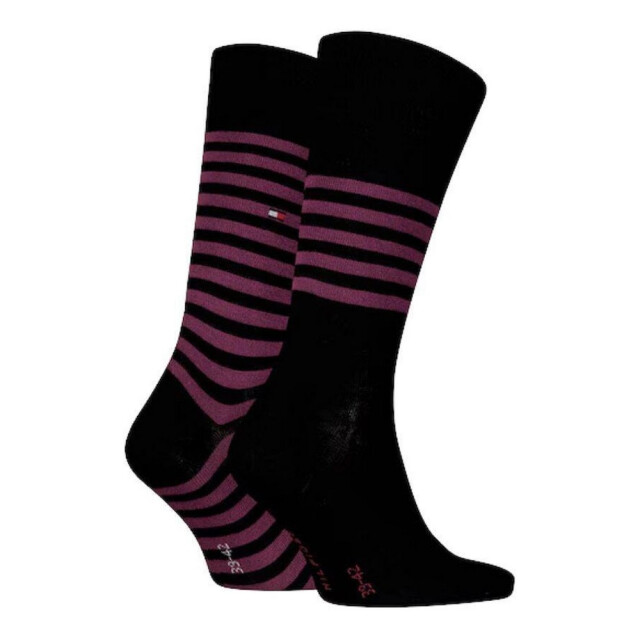 Tommy Hilfiger Heren contrast gestreepte katoenen sokken (set van 2) UTNA1113_black large