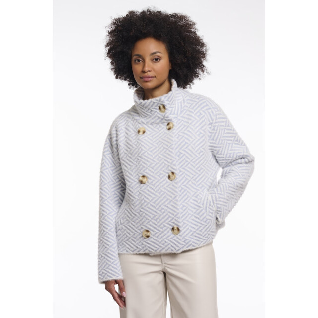 Rino & Pelle short double breasted jacket beth.5012621 11064 light blue graphic 06111.210.0006 large