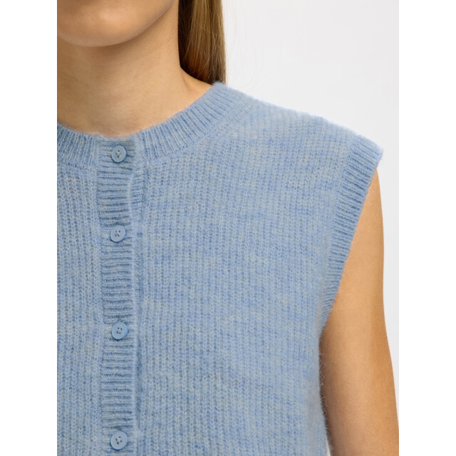 Selected Femme slflulu sl button o-neck vest ex 16098808 cashmere blue 06713.210.0001 large