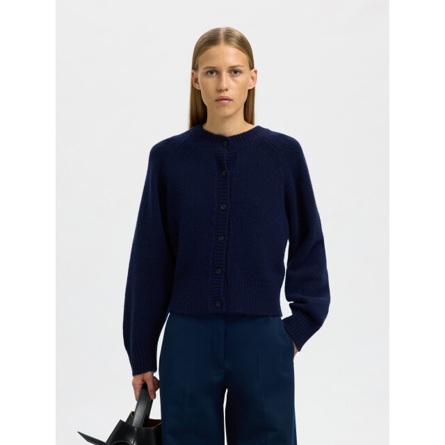 Selected Femme slfnora short ls knit o-cardigan 16099196 dark sapphire 06741.240.0017 large