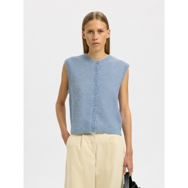 Selected Femme slflulu sl button o-neck vest ex 16098808 cashmere blue 06713.210.0001 large