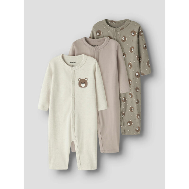 Name It Kinder bodysuit unisex nbnnight 3-pack beige/roze/groen vosprint 13254860-Vintage Khaki large