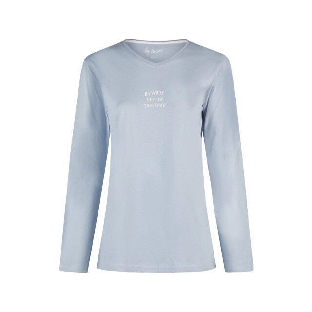 By Louise Dames pyjama set lang v-hals blauw gebloemd BL-6012-02 large