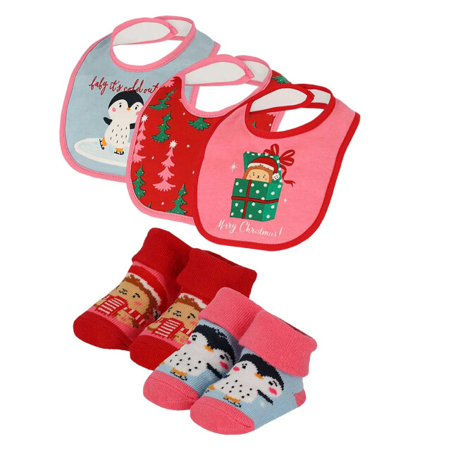 Apollo Baby kerstsokken + slabbetje set kerst print 000162990003 large
