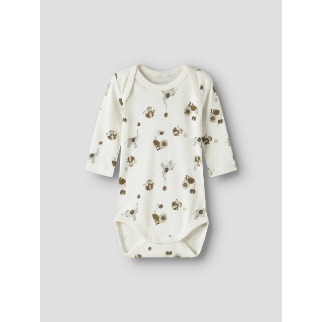Name It Unisex kinder bodysuit nbnbody 3-pack beige/wit dierenprint 13250815-Jet Stream large
