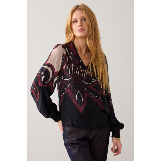 Summum 2s3397-12337 top v neck ornament print tops 4062237047 large