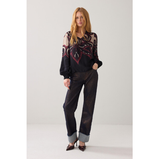 Summum 2s3397-12337 top v neck ornament print tops 4062237047 large