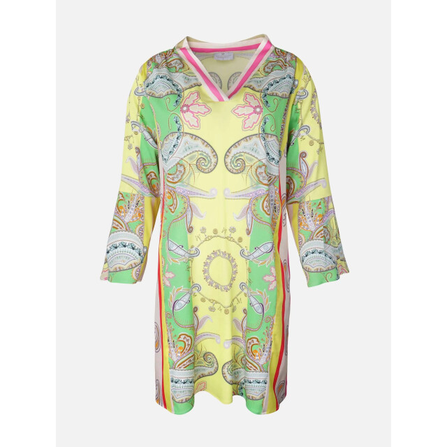 Mucho Gusto Jurk palau geel met groene paisley Jurk Palau Geel met Groene Paisley large
