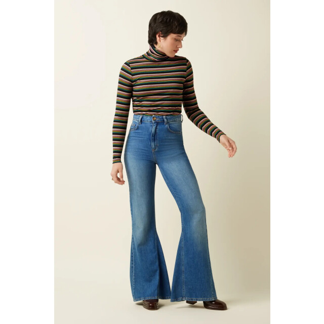 King Louie 10120 rollneck top frostine stripe 261 woodbine green 10120 large