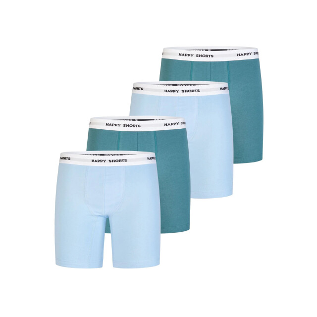 Happy Shorts Heren boxershorts met lange pijpen boxer briefs 4-pack lichtblauw/groen HS-J-1266-LONG-2X large