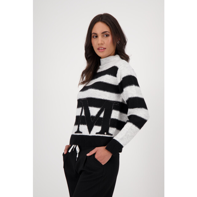 Monari  striped jumper 809123 821 ash grey melange stripe 06712.940.0111 large