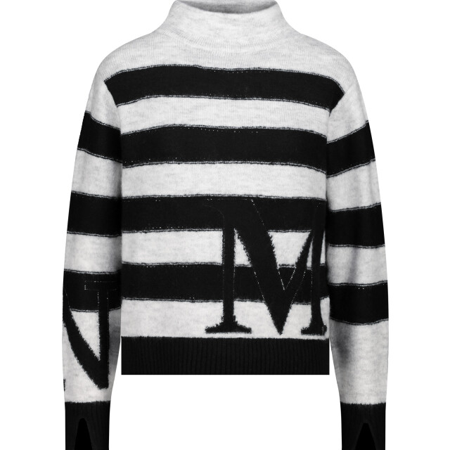 Monari  striped jumper 809123 821 ash grey melange stripe 06712.940.0111 large