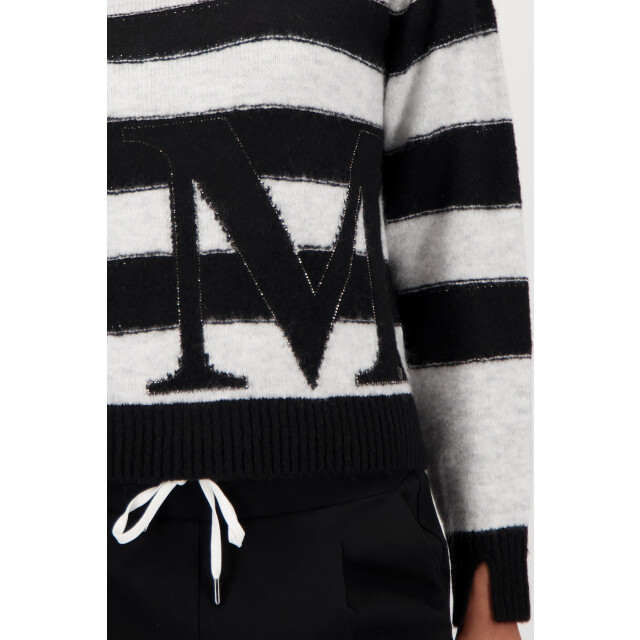 Monari  striped jumper 809123 821 ash grey melange stripe 06712.940.0111 large