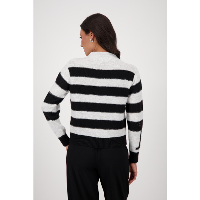 Monari  striped jumper 809123 821 ash grey melange stripe 06712.940.0111 large