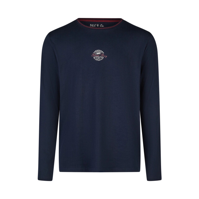 Phil & Co Heren winter pyjama set lang donkerblauw/grijs gestreept PH-6143-02 large