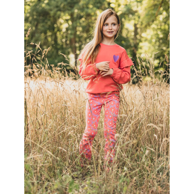 Looxs Revolution Flared sweat pants coral floral spring voor meisjes in de kleur 2601-7605-985 large
