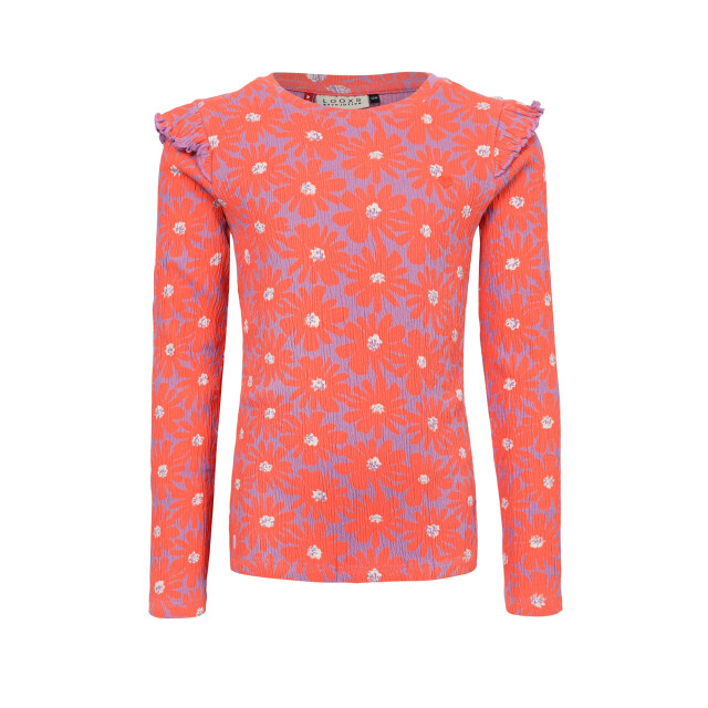 Looxs Revolution T-shirt jersey koraal floral spring voor meisjes in de kleur 2601-7404-985 large