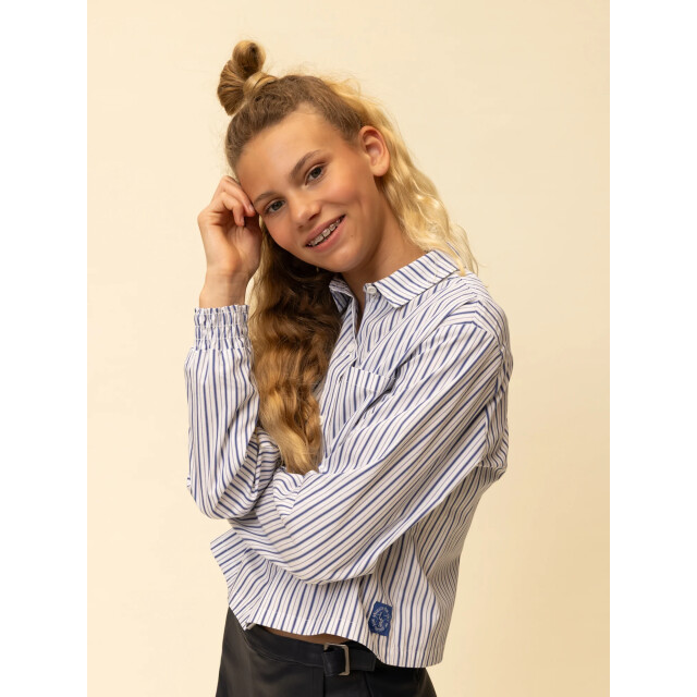 Looxs Revolution Blouse gestreept kobalt voor meisjes in de kleur 2601-5105-850 large