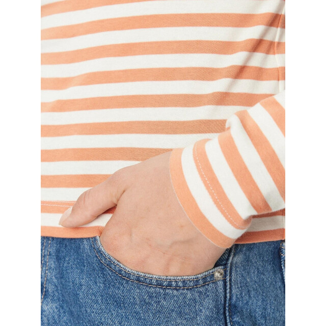 Calvin Klein Dames gestreepte schildpad hals sweater top UTNA535_beigeorange large