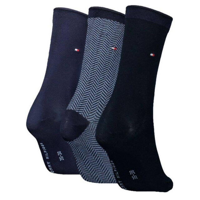 Tommy Hilfiger Dames zig zag sokken (set van 3) UTNA982_navyblue large