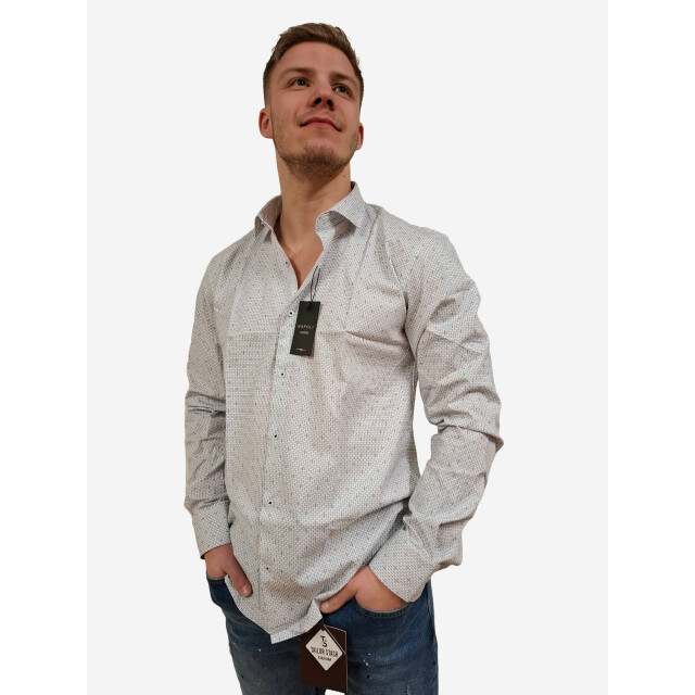 Napoli Uomo overhemd heren wit print italianstyle NAP24-17 large