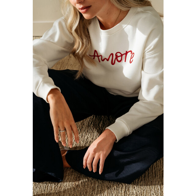 &Co Woman Amore sweater ecru &Co woman Amore sweater ecru large