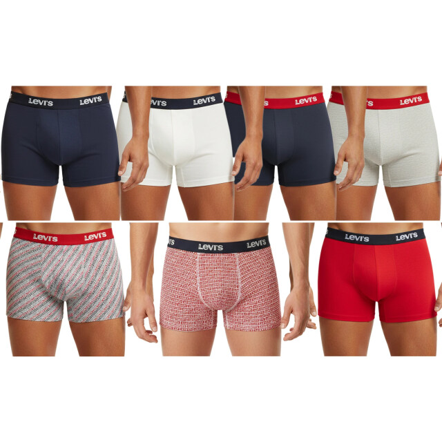 Levi's heren boxershort giftpack 7-pack blauw/grijs/multicolour/rood maat m 37149-0934 large