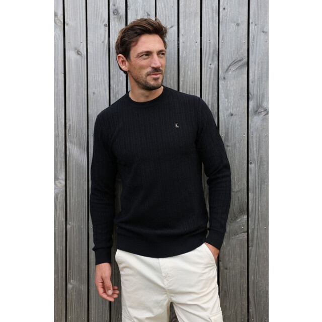 Kultivate 2501080800 kn vertical 100 black heren -trui - kultiva 100 Black/2501080800 KN Vertical large
