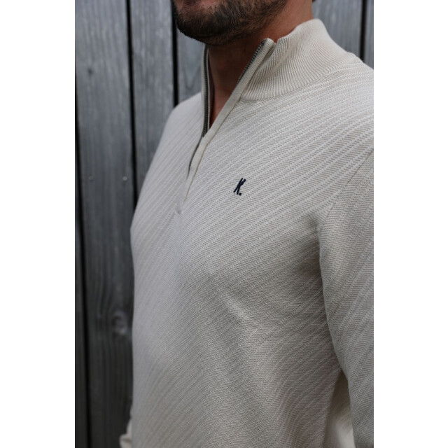 Kultivate 2501080802 crossed half zip 221 moonbeam heren trui kultiv 221 Moonbeam/2501080802 Crossed Zip large