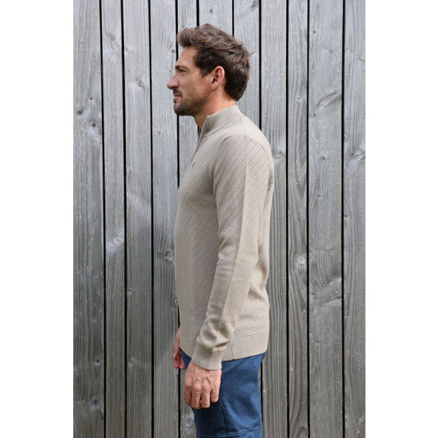 Kultivate 2501080802 crossed half zip 221 moonbeam heren trui kultiv 221 Moonbeam/2501080802 Crossed Zip large