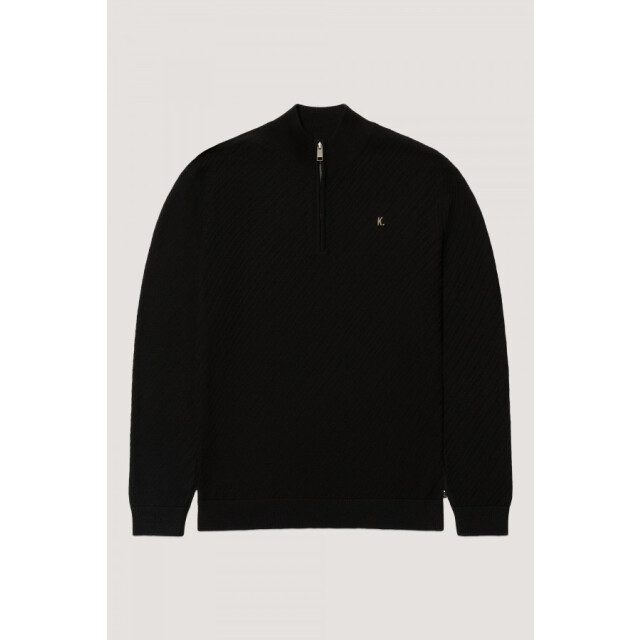 Kultivate 2501080802 crossed half zip 100 - black heren trui kultiv 100 Black/2501080802 Crossed Zip large