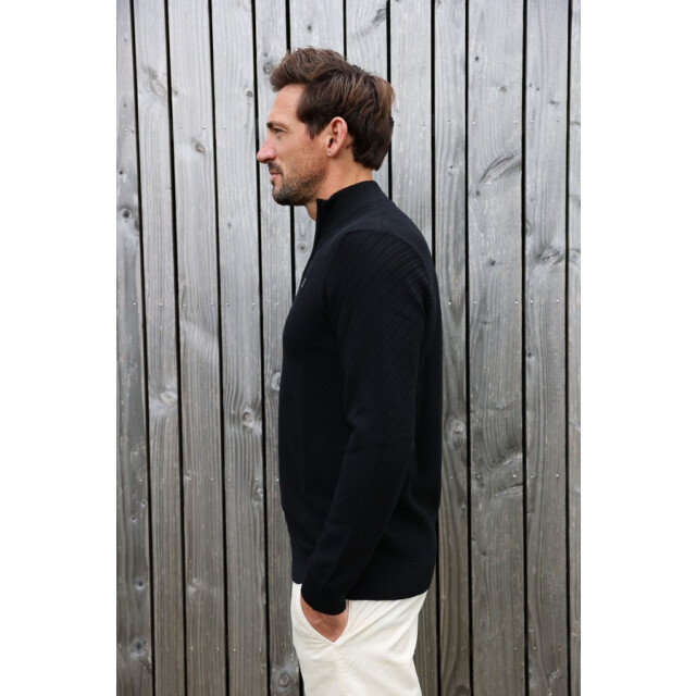 Kultivate 2501080802 crossed half zip 100 - black heren trui kultiv 100 Black/2501080802 Crossed Zip large