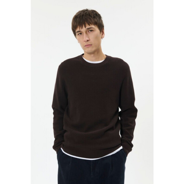 Matinique 30207195 lagoon 190912 chocolate brown -  heren trui met  crew neck 190912 Chocolate brown/30207195  LAGOON large