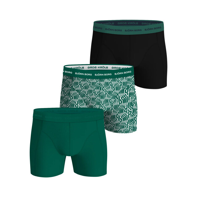 Björn Borg heren boxershort cotton stretch 3-pack groen/multicolour/zwart maat l 10004154-MP006 large