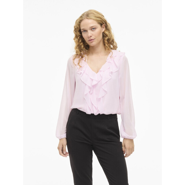 Vila Viane ls v-neck frill top noos licht 4389.61.0010 large