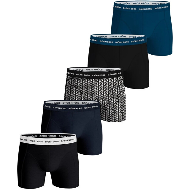 Björn Borg heren boxershort cotton stretch 5-pack blauw/multicolour/zwart maat m 10004590-MP003 large