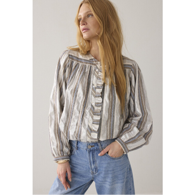 Summum 2s3416-12422 blouse silver stripe 2s3416-12422 Blouse Silver stripe large