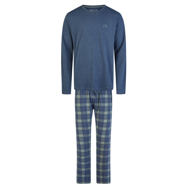 Phil & Co Heren winter pyjama set lang interlock donkerblauw geruit PH-6161-02 large