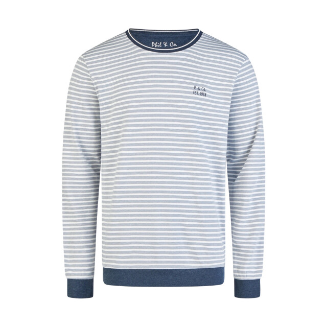 Phil & Co Heren winter pyjama set lang interlock blauw gestreept PH-6160-02 large