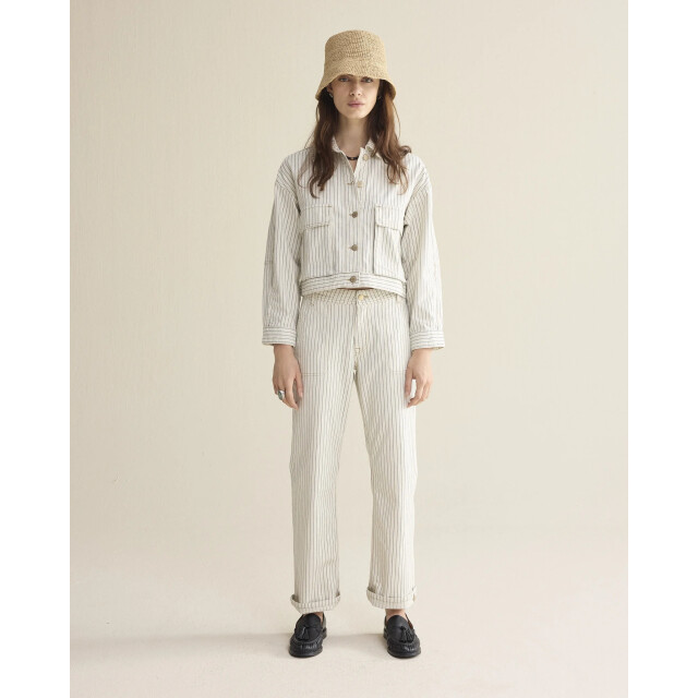 Summum 4s2918-12403 122 straight pant yarn dyed stripe ivory 4s2918-12403 122 large