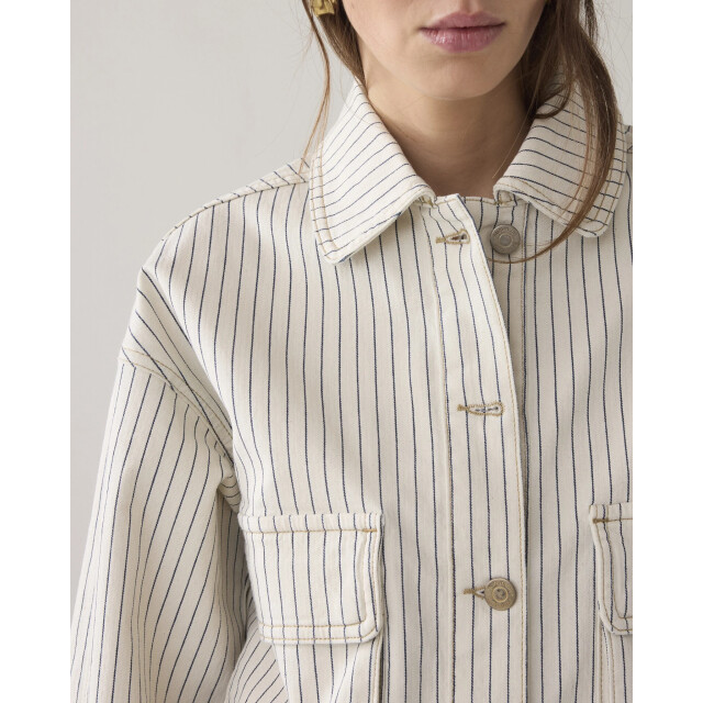 Summum 1s1289-12403 122 boxy jacket yarn dyed stripe ivory 1s1289-12403 122 large