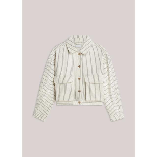 Summum 1s1289-12403 122 boxy jacket yarn dyed stripe ivory 1s1289-12403 122 large